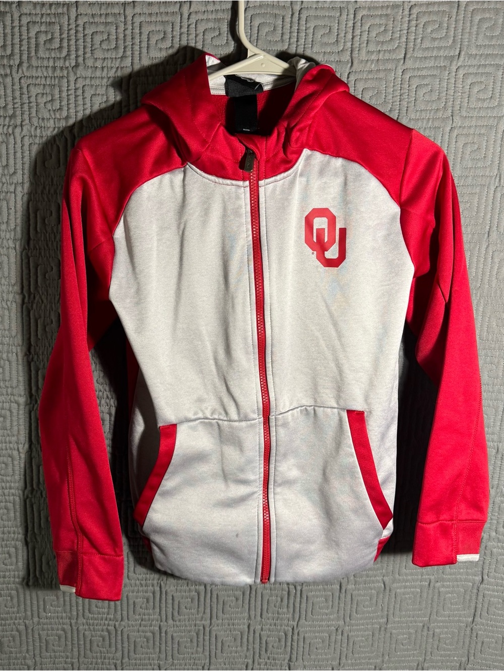 Gen 2 Full Zip Hoodie Boys Medium 10/12 Oklahoma Sooners Red Grey Gray Polyester